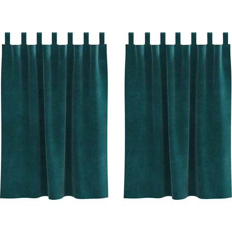Rideaux occultants 2 pcs Vert foncé 140 x 140 cm Velours