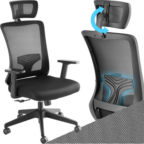 Fauteuil de bureau ergonomique soutien lombaire et appuie-tête noir (1/5)