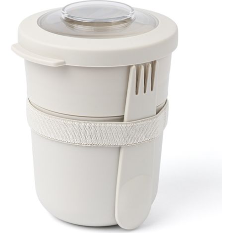 Pot à yaourt Amuse 2 en 1 avec couverts - Beige (1/3)