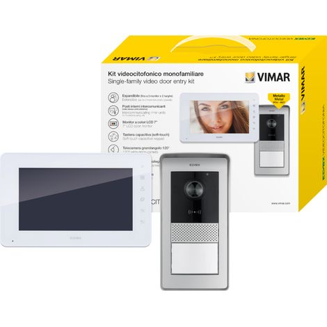 VIMAR K42930 Kit videocitofono monofamiliare con tastiera capacitiva, targa audiovideo RFID, alimentatore 40103, alimentatore barra DIN, tradizionale (1/5)