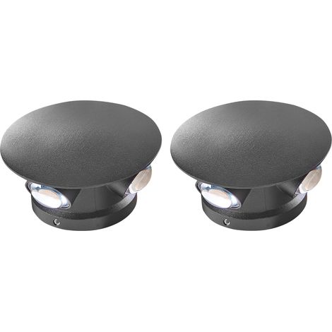 Conjunto de 2 lámparas LED de exterior fabricadas en metal en color negro Maurice