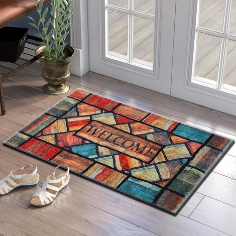 Un paillasson d\'intérieur coloré, 4060cm, antidérapant, absorbant, durable, lavable, convient aux portes, couloirs et balcons.