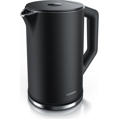 Arendo Wasserkocher, 1,5 Liter, 40-100 Grad Temperaturwahl, LED-Display, hochwetiger Edelstahl, Schwarz