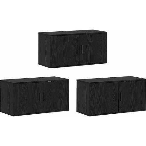 Maison Exclusive - Wand-TV-Schrank Set 3 pcs Schwarz Eichen-Optik