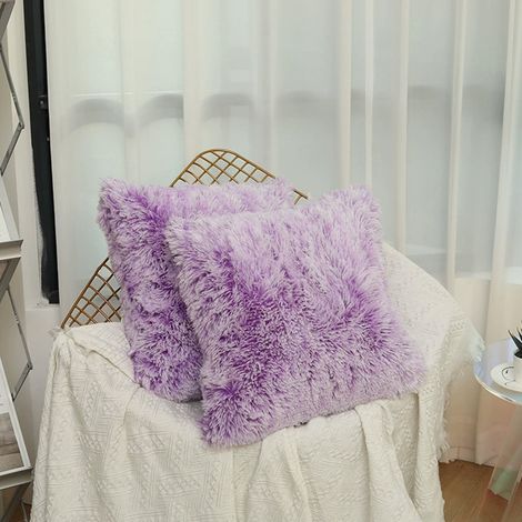 Housse De Coussin En Fourrure Synthétique - 45 X 45 Cm - Fermeture Éclair Cachée - Face Velours Et Dos Polaire - Sans Rembourrage (1/5)