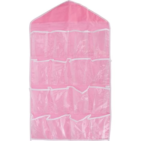 BRAVIX Rangement derrière la Porte – Placard Mural Suspendu au-Dessus de la Porte, Sac de Rangement, étagères suspendues en Polyester, Poche pour Chambre à Coucher, Salon (Pink)