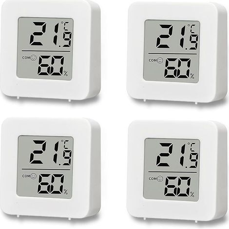 4 Pièces Mini Thermomètres Hygromètres LCD, Thermomètre Numérique Sans Fil Intérieur et Mesureur d’Humidité pour Chambre Bébé, Salon, Bureau, Serre (1/5)