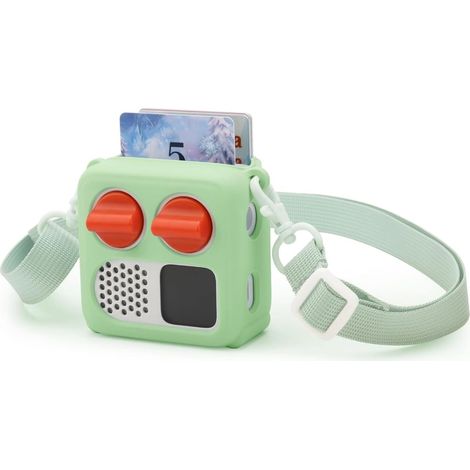 Étui de protection en silicone pour Yoto Mini 2024 Player, coque audio pour enfants avec bandoulière, facile à transporter, durable (vert) (1/5)