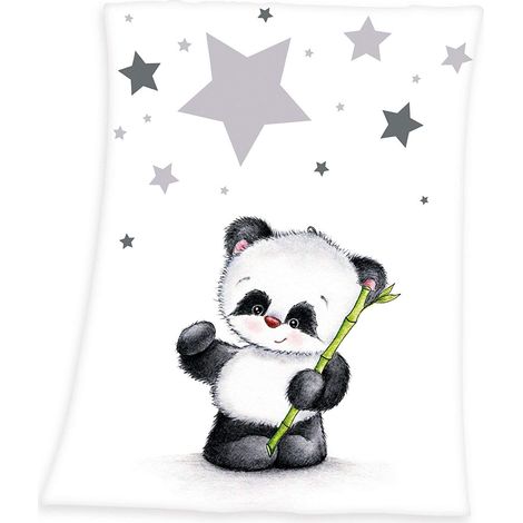 Herding Coperta per Bambini, Motivo con Panda, 75 x 100 cm, Microfibra, Bianco (1/4)