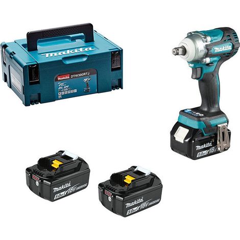 Makita – Boulonneuse à chocs 18V DTW300RTJ – Couple 330 Nm – 2 batteries 5,0 Ah – Moteur Brushless pour montage intensif – Coffret MAKPAC (1/5)