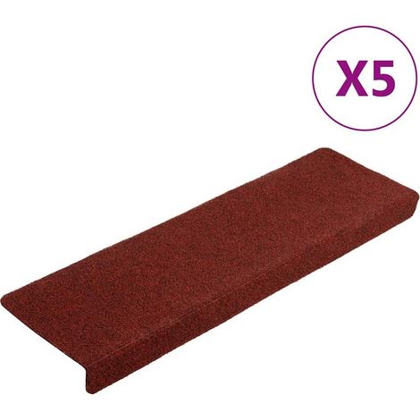 Bandes adhésives pour escalier, lot de 5, 65 x 21 x 4 cm, rouge bordeaux, bordure rectangulaire (1/5)
