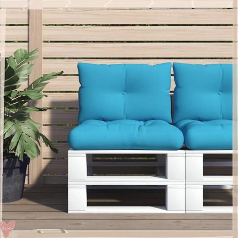360838 Coussins de palette lot de 2 bleu tissu (1/5)