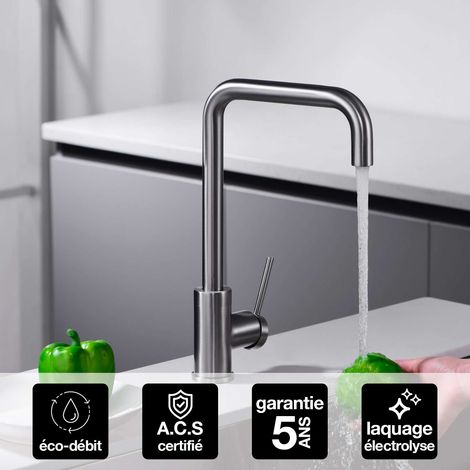 Robinet Mitigeur de Cuisine anti-calcaire avec Douche anti-calcairette Black Gun Métal IMEX LOIRA GCR004/BGM (1/4)