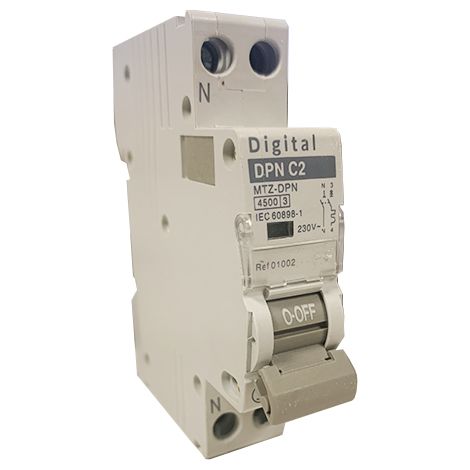 Digital 01502 Disjoncteur 1P+N 2A 240V courbe C 6kA
