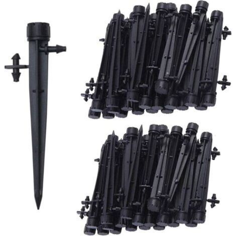 Lot de 100 émetteurs d'irrigation goutte à goutte 360° – Débit réglable 0-70 L/H – 8 trous pour tube 1/4 (4-7mm) – Pour jardins et potagers - 100pcs (1/5)
