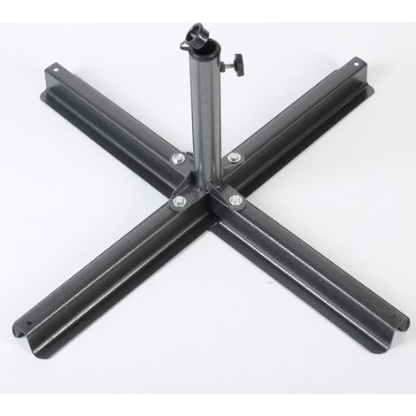 Base en Croix pour Parasol et Parasol de Plage – Support Métallique à Monter, Pied Renforcé Portable pour Parasol d’Extérieur et Jardin 1 Pièce, Noir (1/5)