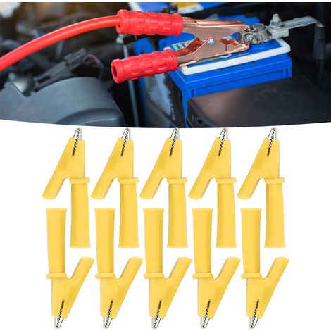 J.60048 5mm Öffnungsprüfzange, Krokodilklemme, 5mm Öffnungsadapterzange mit 4mm Steckschlüssel am Ende, 10 Stück pro Packung, Gelb. (1/5)