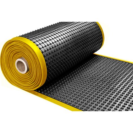 Tapis d'atelier ergonomique en rouleau - Avec bord jaune - Epaisseur 15 mm - Largeur 91 cm - Par mètre linéaire