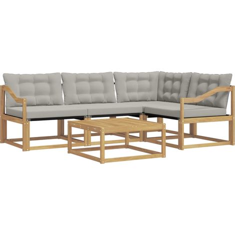 Set di divani da esterno 5 pcs Bianco e Grigio Chiaro vidaXL