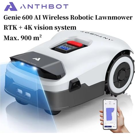 Tondeuse à gazon robot sans fil ANTHBOT Genie 600 AI, Max. 900 m2, bande pleine fréquence RTK + robot tondeuse à gazon à 4 caméras (1/5)