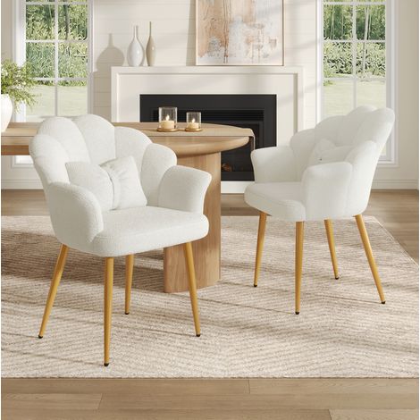 Set di 2 poltrone 64x65,5x85 cm in poliestere bianco con cuscini - MEUBLIV (1/5)