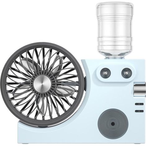 Ventilatore con atomizzatore - Raffrescatore d'aria personale - Raffreddamento estivo - Doppia bocchetta - 21,7 cm - Blu (1/5)