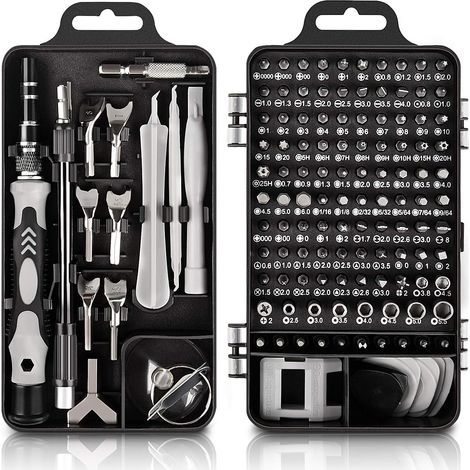 Kit de destornilladores de precisión AIDUCHO 135 en 1: kit de herramientas de reparación para teléfonos, portátiles, ordenadores, gafas, puntas de destornillador pequeñas con base magnética. (1/5)