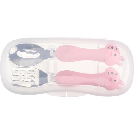 Couverts pour enfants, en inox, motif animaux de dessin animé: fourchette et cuillère antirouille