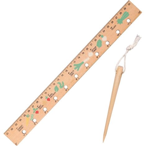 Juego de 2 reglas de plantación y sembradoras de madera, regla para espaciar semillas con agujeros, regla para espaciar jardines con puntas para espaciar vegetales, herramienta para plantar semillas. (1/5)