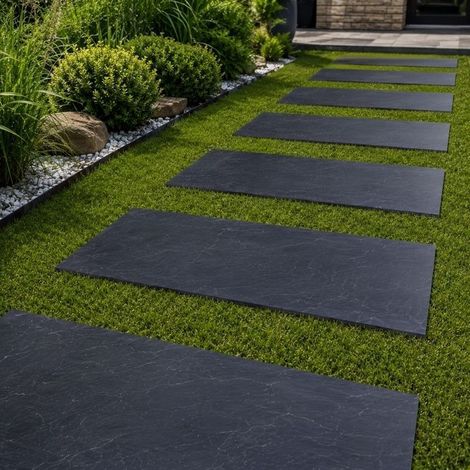 Pas Japonais Rectangle en Ardoise Noire 150x50x2-4 cm - À l'unité - Ti'ma Stone (1/5)