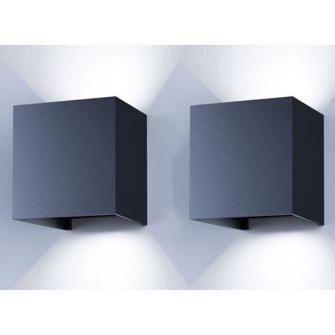 2 Pack Applique murale LED 6W – Aluminium moderne – Blanc 6000K – Anti-éblouissement – Pour intérieur salon chambre salle de bain cuisine – Noir (1/5)