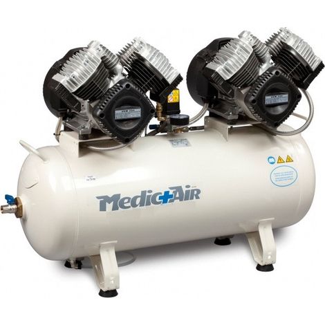 Nuair - Compresseur à air pour dentiste et laboratoires 2x3CV 2x2,2kW 400V Triphasé 90L - Med 640-90F-6T