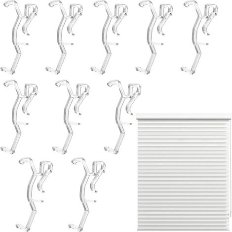 10 Pièces Clips de Cantonnière 2 PoucesSupports de Fixation Supérieure Invisibles en Plastique Transparent pour Stores Vénitiens et Stores en Faux Bois