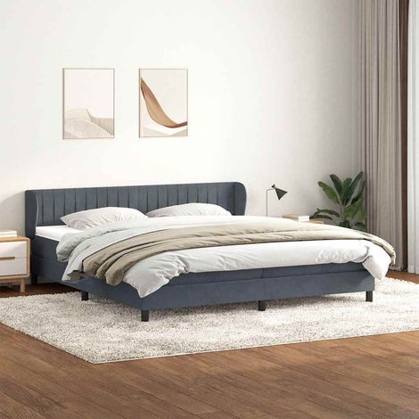 Boxspringbett mit Matratzen Dunkelgrau 180x210 cm Samt