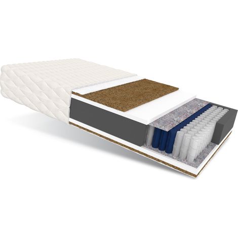 Matratze 180x200 Taschenfederkern MERANO MAX 7 Zonen H4 25 cm Kokos HR Schaum Klimafaser Polyurethanschaum JERSEY