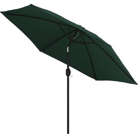 Parasol déporté vert avec LED – Grand ombrage sans mât central pour terrasse, jardin et extérieur, protection UV (1/5)