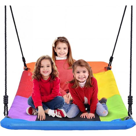 balancoire nid d'oiseau, 152CM 326KG Balancoire Extérieur Enfant avec 2 Pièces Sangles De 3 Mètres, balancoire Ronde Suspendue Imperméable pour Plus d'enfants, Adultes (1/5)