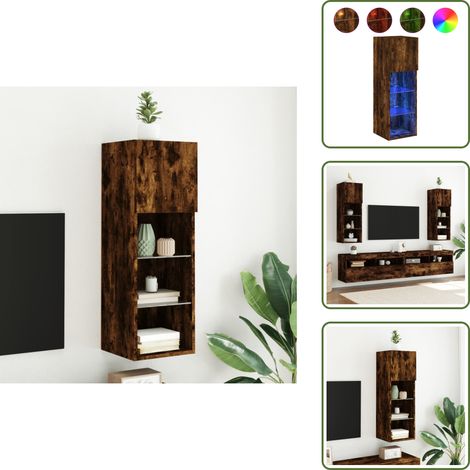 The Living Store TV-Schrank mit LED-Leuchten Räuchereiche 30,5x30x90 cm - LED-Leuchten (1/5)