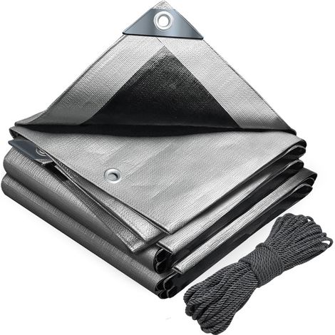 VOUNOT 1.5x6m Tarpaulin Heavy Duty 180 g/m² Waterproof Tarp Grey