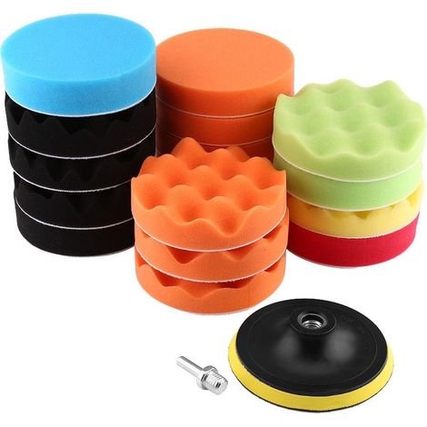 19pcs 4 "Sponge Puffir of polishing of the polishing Kit of pad to wax for the pad of polishing of cars with adapter of forage M10 (1/5)