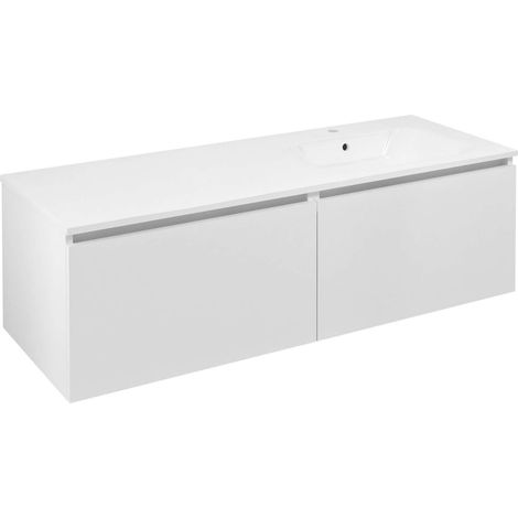 Sapho Lorea - Mueble para lavabo de 140x46x52 cm, 2 cajones, lado derecho, blanco mate. LE070-3131-R-04 (1/5)