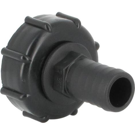 Multicuves – Raccord S60X6 cuve eau – Embout droit Ø 25 mm – Pour cuves 1000 litres – Fixation sur vanne S60X6