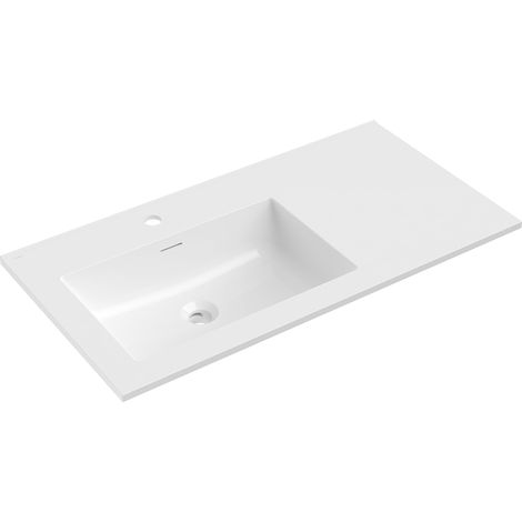 Mexen Otis lavabo empotrado en encimera izquierda 91 x 46,5 cm, blanco brillo - 25189000L (1/3)