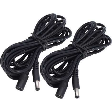 2 cables de extensión para luces solares LED para vigilancia, cable de conexión de alimentación de 5,5 x 2,1 mm, DC 12V 24V (1/5)