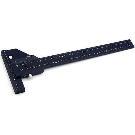 Règle multifonctionnelle pour le travail du bois Règles en forme de T en alliage d'aluminium Scriber pour le travail du bois Outils de bricolage - le noir (1/5)