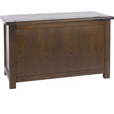 Dark Wood Lacquer Pine Ottoman Storage Wooden Toy Chest Bedding Blanket Box
