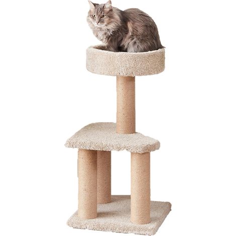 Arbre à chat avec griffoirs, pour la maison, beige, taille M (40 x 40 x 80 cm) (1/5)