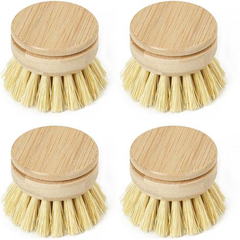Ökologische Ersatzköpfe für Spülbürsten • 4 Spülbürstenköpfe aus Holz • Auswechselbare Nachfüllpackungen mit weichen Borsten • Natürliche Spülbürsten • Abfallfreie Reinigung (1/5)