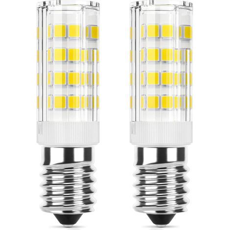 Bombilla LED E14 de 5W (equivalente a halógena de 50W), 300lm, luz blanca diurna (6000K), base cerámica E14, rosca Edison pequeña, no regulable, para iluminación doméstica, paquete de 2 (1/5)