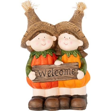 Statuette Couple Enfant "Welcome" 34cm Orange